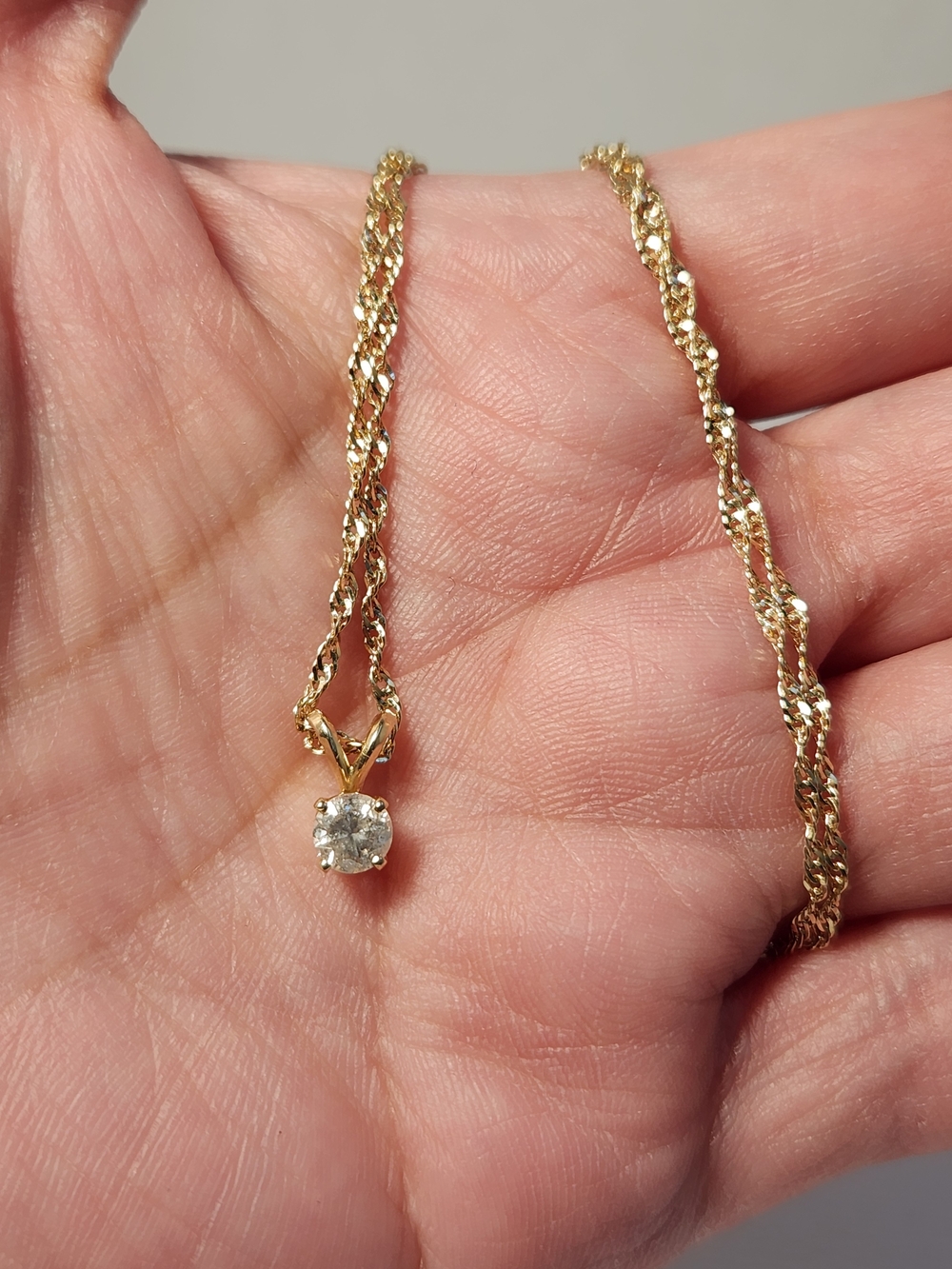 1989c Natural Mine Cut Diamond .60ct 10k Solid Gold Solitaire Pendant (Only)